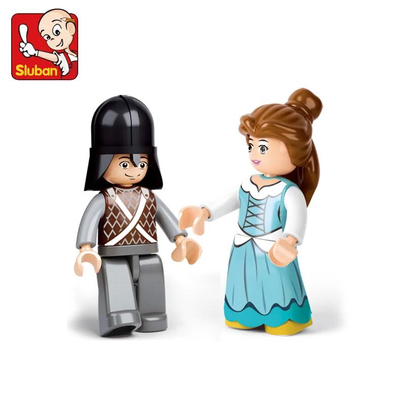 2 IN 1 SLUBAN Girl Royal Carriage Wagon Model Building Blocks Enlighten Action Figure Toys For Children