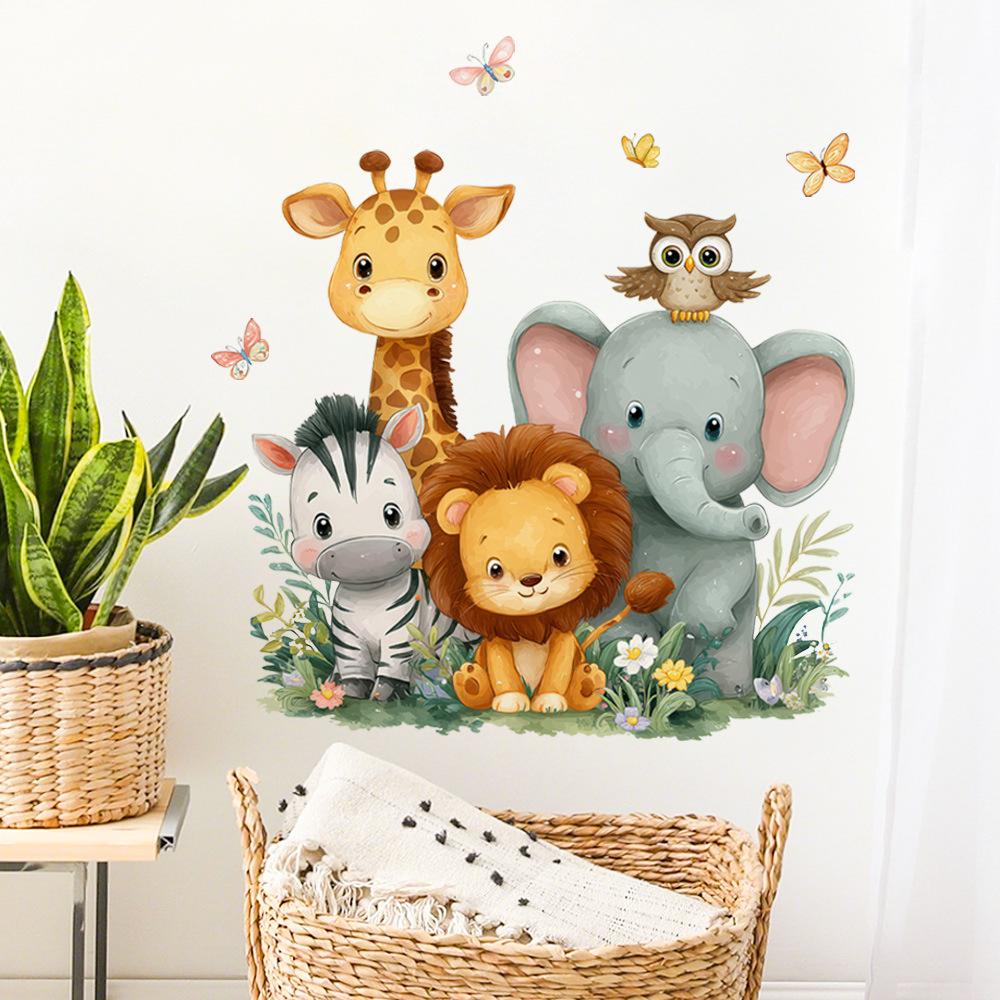 Cute Animal Wall Sticker for Bedroom Living Room Study Rental Home Background Wall Decor