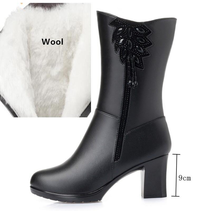 

Жіночі зимові сексуальні чоботи на високих підборах Чоботи з натуральної шкіри для жінок Модні жіночі чоботи з бісеру 35