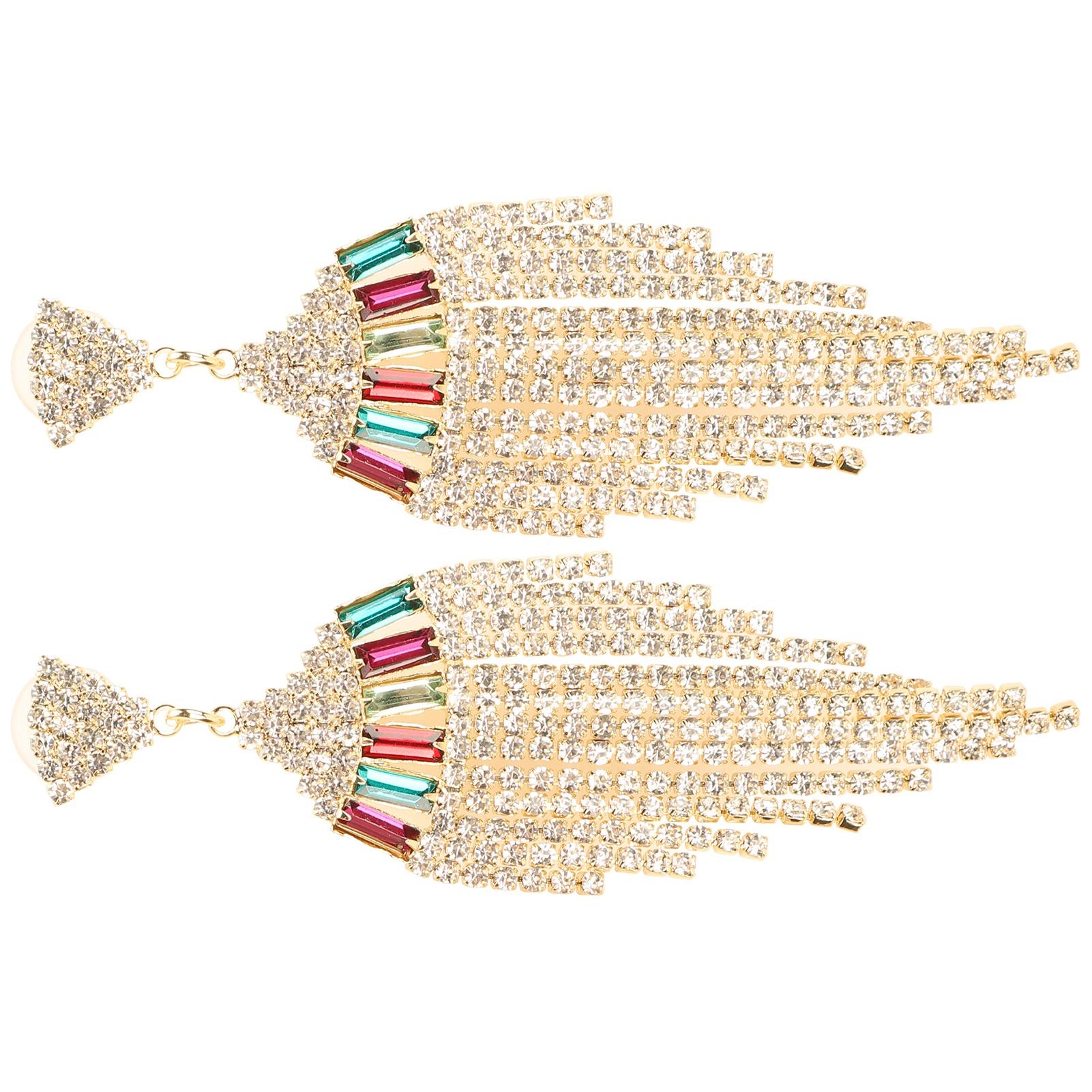 2Pcs Tassel Earrings Fashion Metal Dangle Stylish Temperament Creativity Craft Adornment