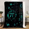 Glowing Teal Mathematical Symbols, Equations, and Geometric Shapes. for All Seasons Blanket Lunch Break Throw Gift