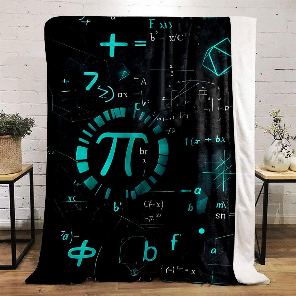 Glowing Teal Mathematical Symbols, Equations, and Geometric Shapes. for All Seasons Blanket Lunch Break Throw Gift