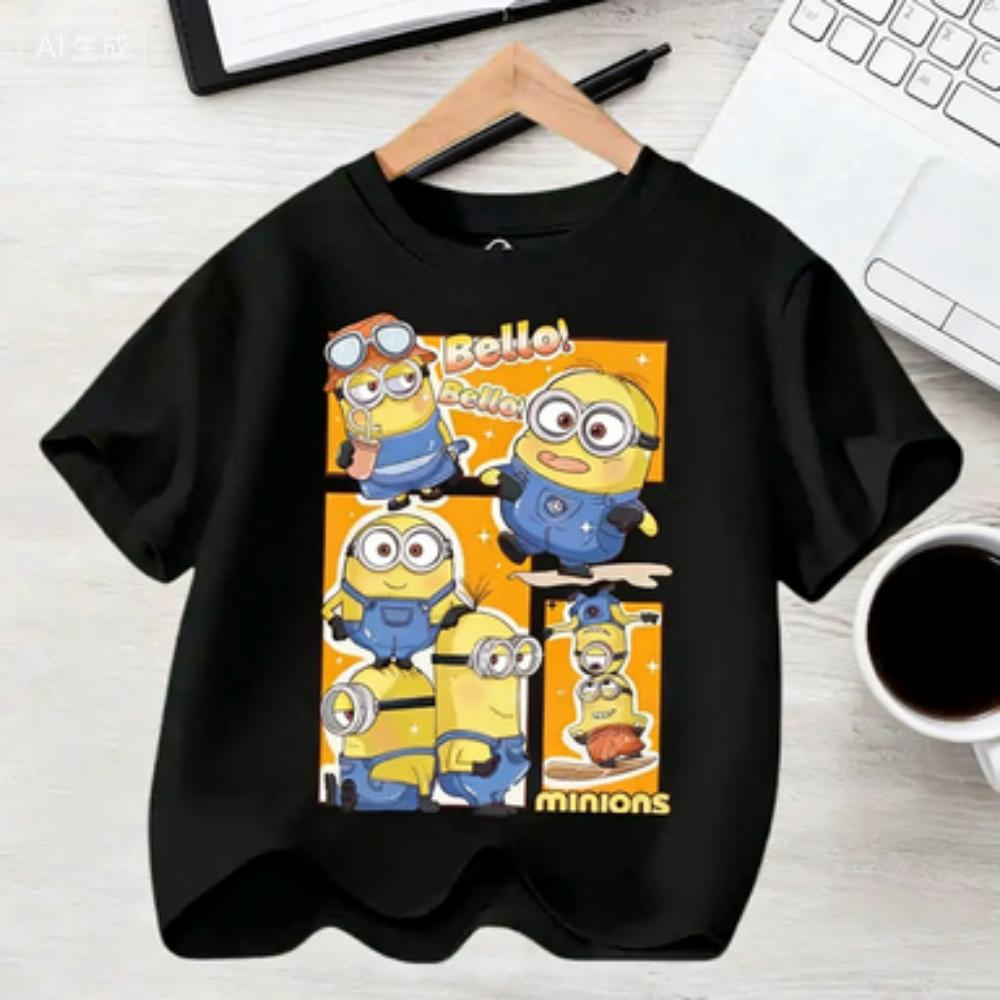 

Kids Summer Cute Minions Cartoon Animation Print T-shirt for Outdoor Travel Girls Boys Casual Sports Short Sleeve 110