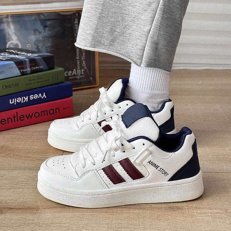 Guochao Ins Niche High-value Thick Shoe Tongue Bread Shoes Trendy Men and Women Handsome Super Soft Skateboard Shoes Low-top White Shoes