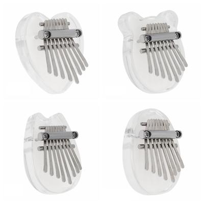 Mini 8 Key Kalimba Crystal Transparent Thumb Piano Bear Heart Cat Water Drop Shape Mbira Musical Tool