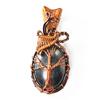 74 Ct Natural Black Onyx Tree Of Life Pendant Copper Wrapped Certified Jewelry