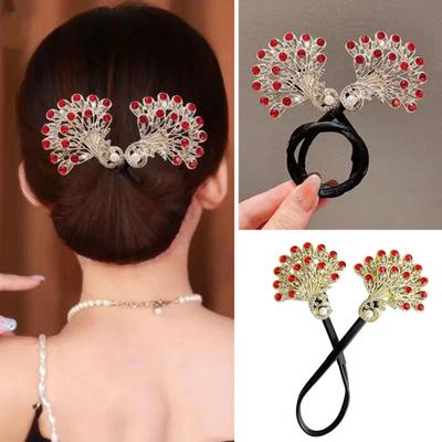3Pcs Hair Bun Maker Rhinestone Peacock Tail Hair Roller Curler Deft Bun Twister Shaper Twist Hair Clip Tool Lazy Women Hair Styling Accessories