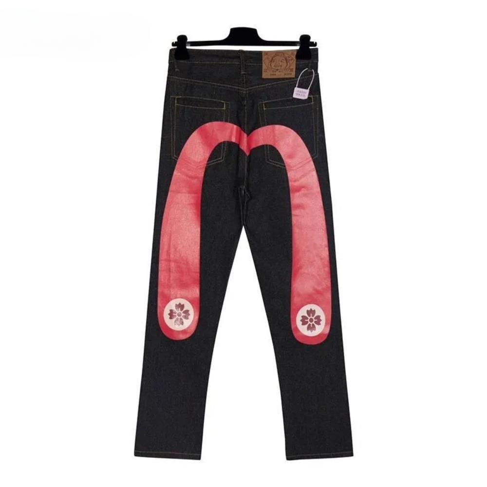 

ZYLLO Retro 90s Japanese Style Street Personality Printed Straight Denim Trousers Y2K Rock Gothic Punk Loose Jeans Couple Clothing S