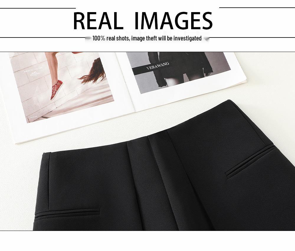 Women's High-Waist Black Suit Shorts 2024 - New Thick A-Line Wide-Leg Booty Shorts for Spring and Autumn