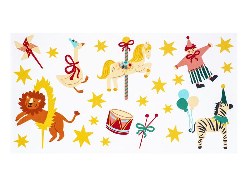 Afwasbare Tattoos „Circus”, Kleurenmix - Set van 24 Designs