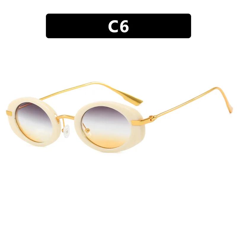 New Metal Punk Oval Sunglasses Fashion Women Men Shades Trends Luxury Brand Leopard Sun Glasses Female Retro Beach Uv400