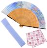 Folding Fan for Folding Fan Folding Fan Handkerchief Yuka [Osaka Choseido] Women, Stylish, Business, Bag, Case, Set, (Hydrangea (Blue))
