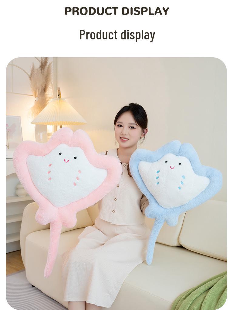 Cartoon Manta Ray Plush Pillow for Girls - Soft Sofa Cushion & Children's Sleeping Toy