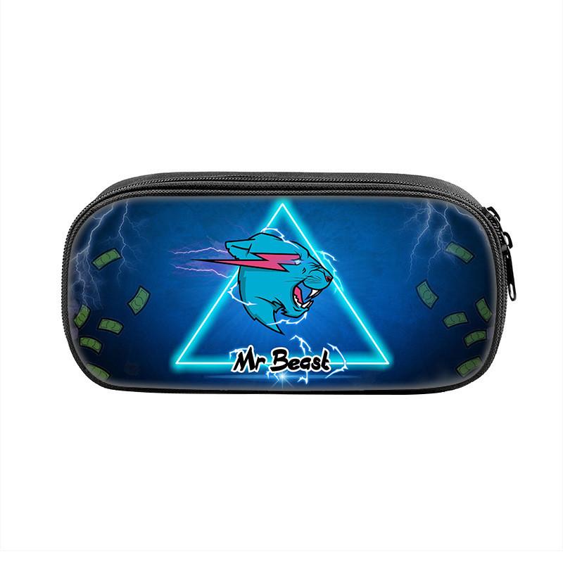 Mr Beast Lightning Cat Lion Print Student Single Layer Stationery Storage Bag