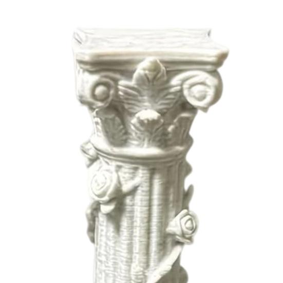 White Corinthian Column Ornament, 3D Printed Flower Vine Column Statue, Roman Column Desktop Ornament for Home Desk Shelf Decor