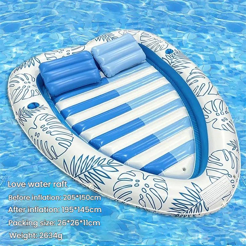 

Outdoor Heart Shaped Inflatable Pool Float Air Mattress Lounger Chair with Pillow Swimming Cushion for Adults Kids Summer Relax