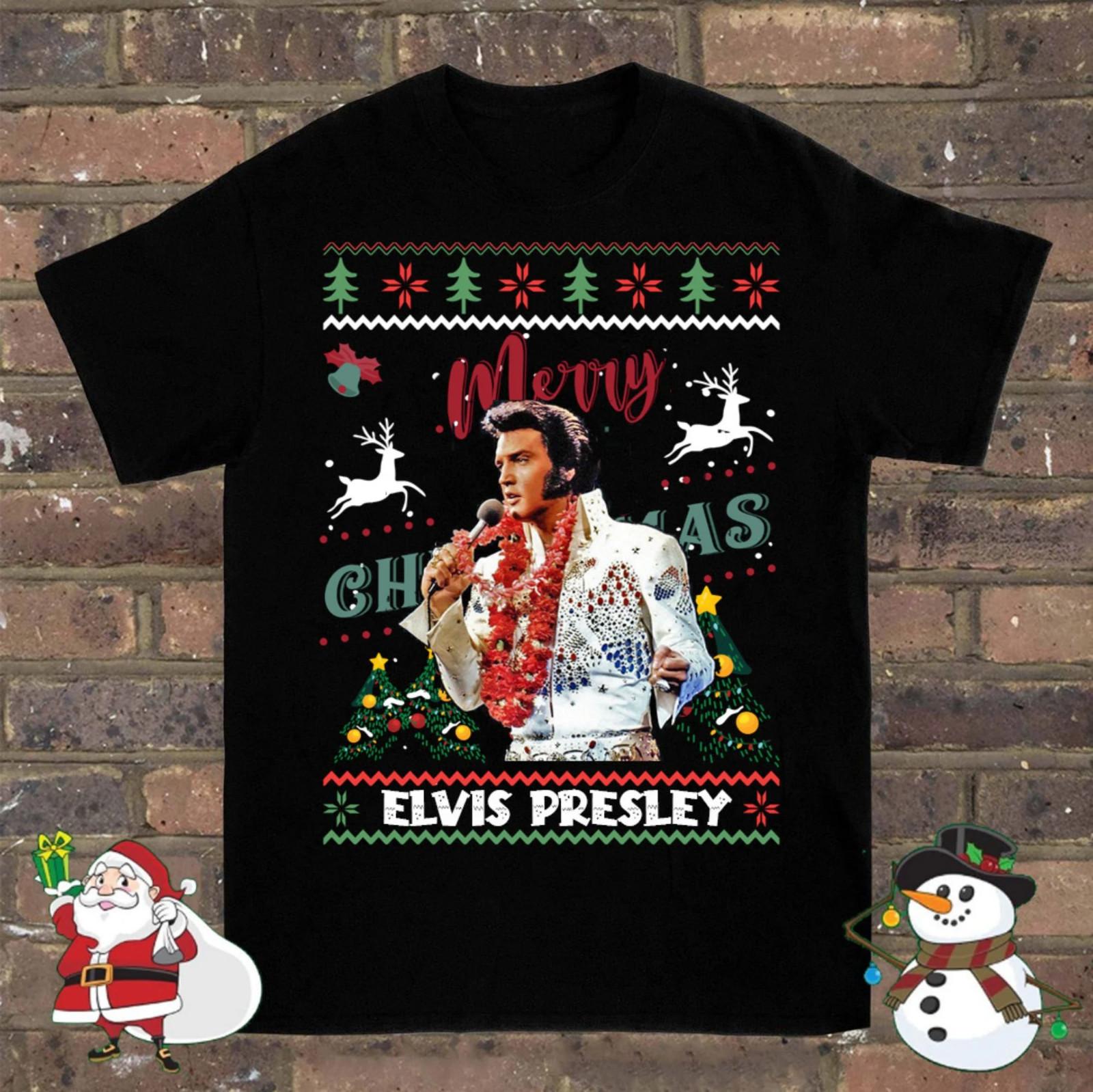 Elvis Presley Merry Christmas T-Shirt Black Gift For Friends PP2422 XXL