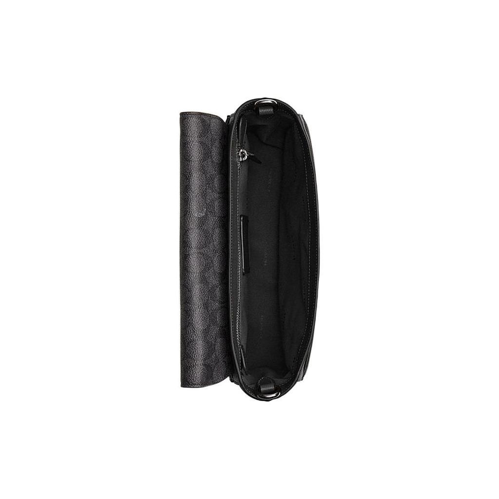 Coach Messenger 26 Solid Color Letter Logo Embroidered Crossgrain Leather And Canvas Messenger Bag Women Shoulder Bag Black CJ843-BLK