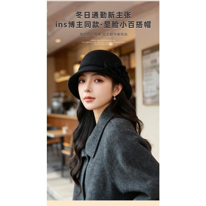 Women S Vintage Bucket Hat With Flower Pom Pom For Autumn Winter