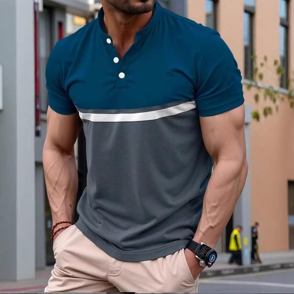 

New Men Summer Short Sleeve Stand Collar Polo Shirt Men Fashion Business Casual Tops Polo 3XL зелёный