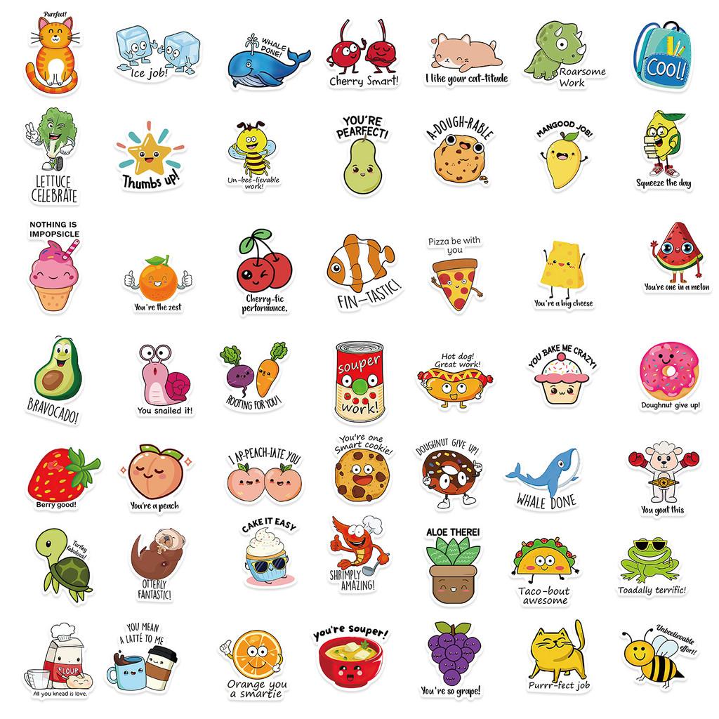 100/50PCS Funny Inspirational English Reward Student Graffiti Stickers for Bicycle Hand Account Pencil Case Decals