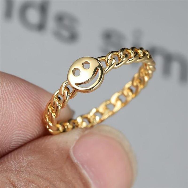 

wih spot, expression chain, copper gold-plated ring, creative personality ring. no. 10 срібний