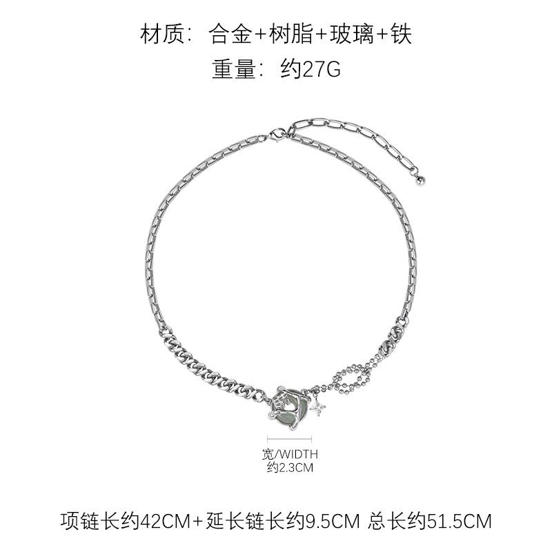 Lucky Diamond Necklace New Chinese Personality Advanced Sense Delicate Design Clavicle Chain Retro Versatile Temperament Necklace