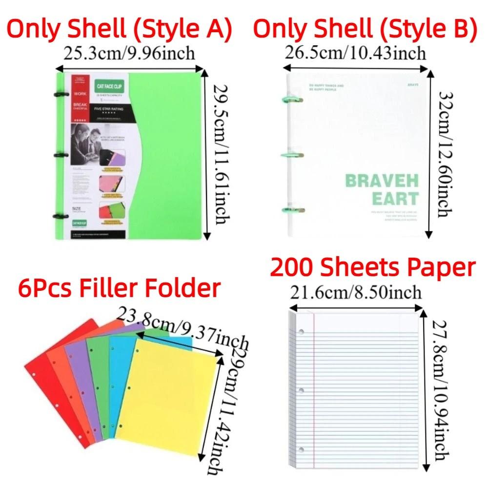 3 Ring Notebook Binder Thickened Loose Leaf Document Folder Office Stationery Supplies