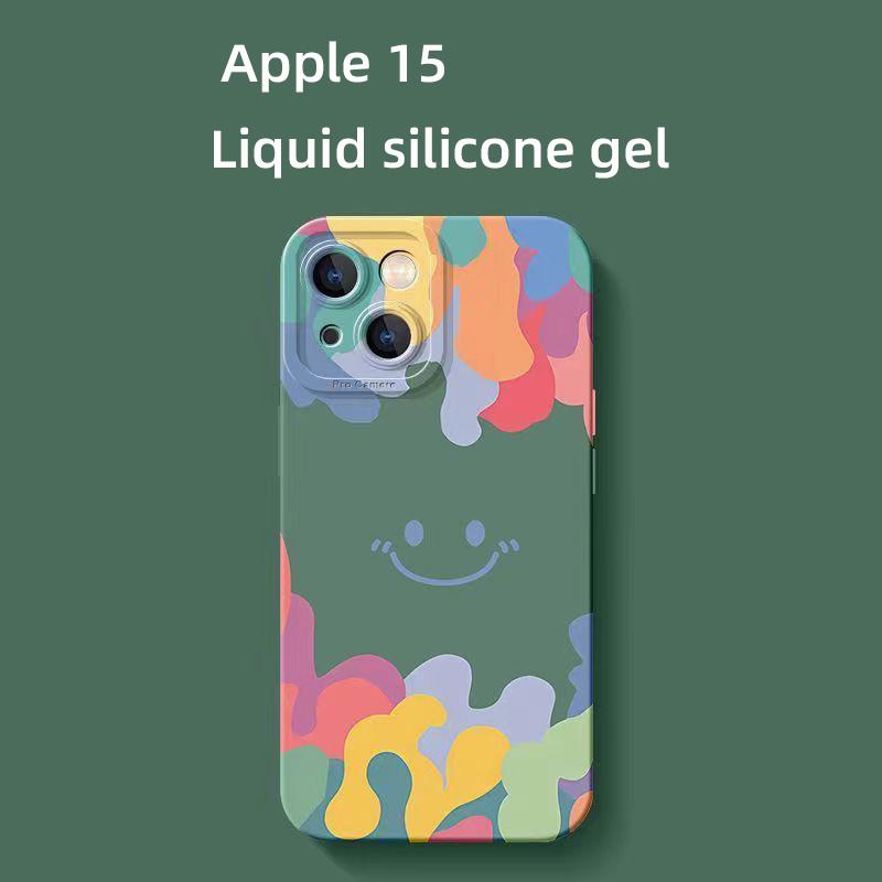 Kolorowa uśmiechnięta twarz odpowiednia dla Apple 15/14/13 minimalistyczne etui na iPhone 12pro odporne na upadki 7/8P