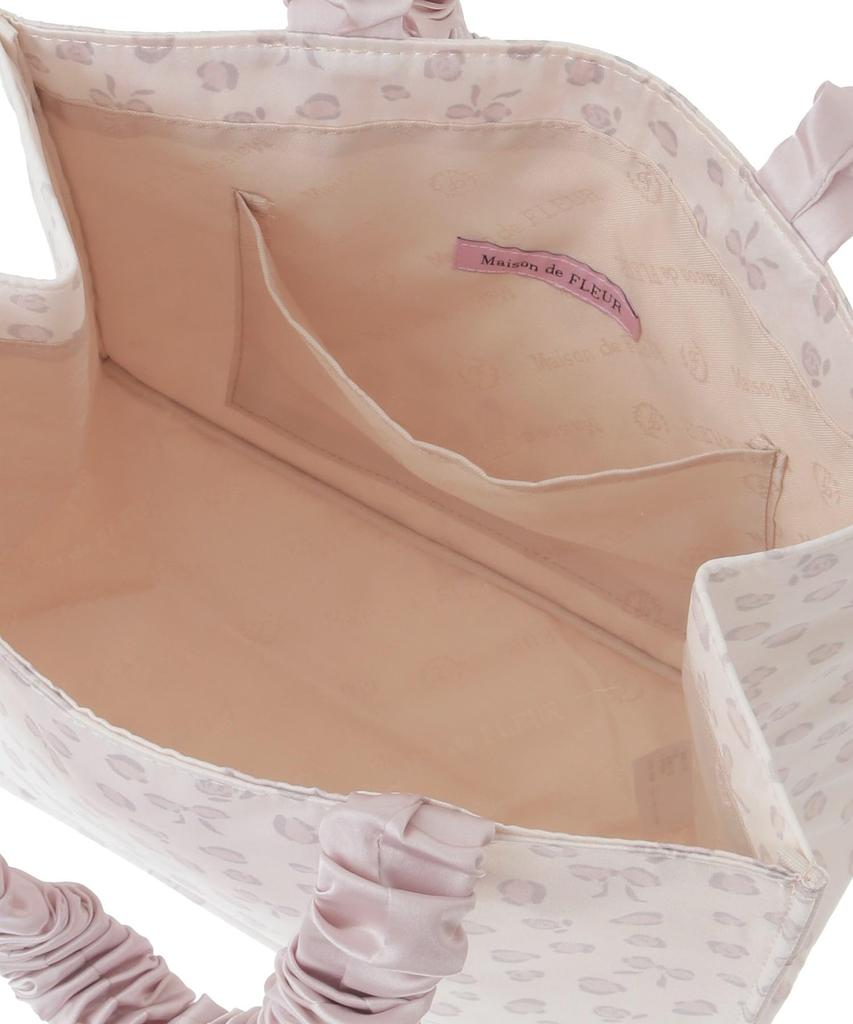 Maison de Fleur Ribbon Leopard Print Gathered Handle Square Tote Bag, Women's, Light Pink
