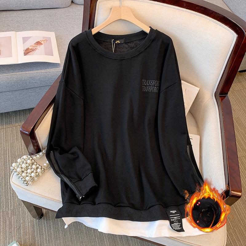 

Осенне-зимний женский пуловер больших размеров с длинными рукавами, утепленный и утолщенный свитшот 4XL