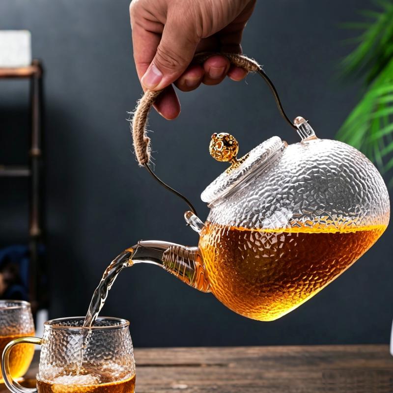 700ML, high-temperature borosilicate glass coffee kettle, rain-drop embossed glass turkish coffee, creative clear kettle tea pot
