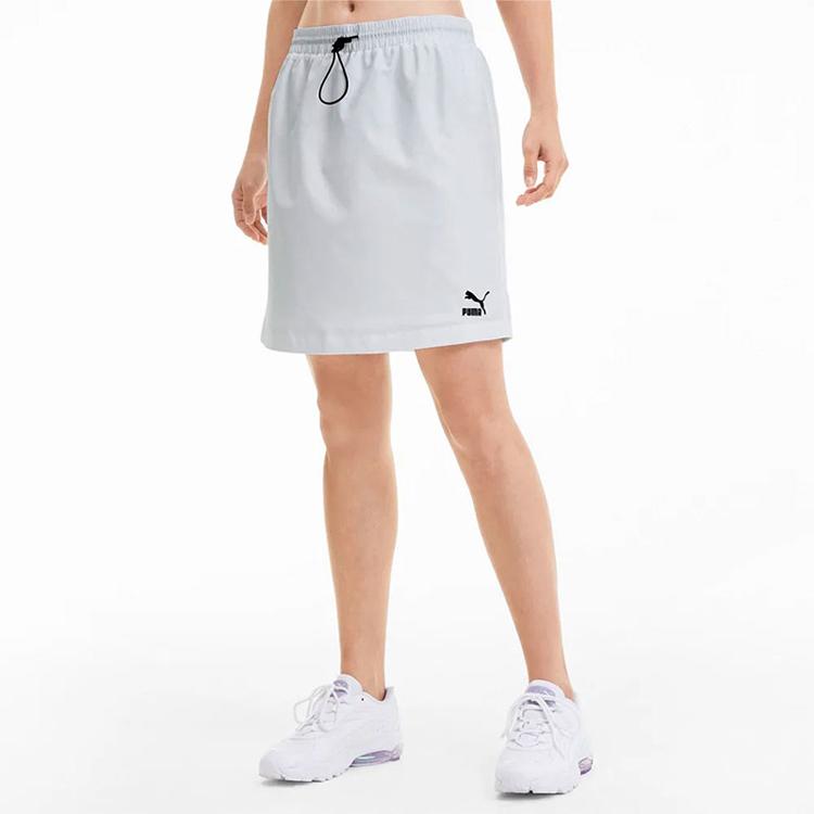 Puma French Terry Logo Elastic Waistband Mini Skirt Women Bottoms Silver 598617-02