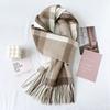 Women S Blue Plaid Faux Cashmere Scarf Warm Neck Wrap For Winter