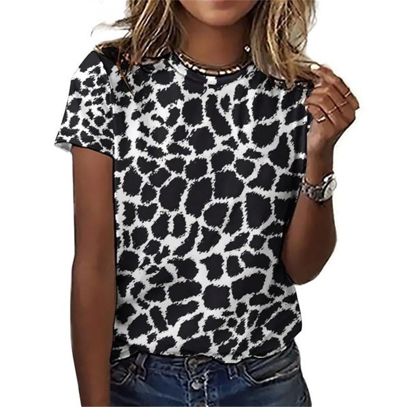 Leopard Rose Floral Pattern 3D Print T-Shirts Women's Street Casual Short Sleeve T Shirt Harajuku Tees Y2k Tops Female Clothing