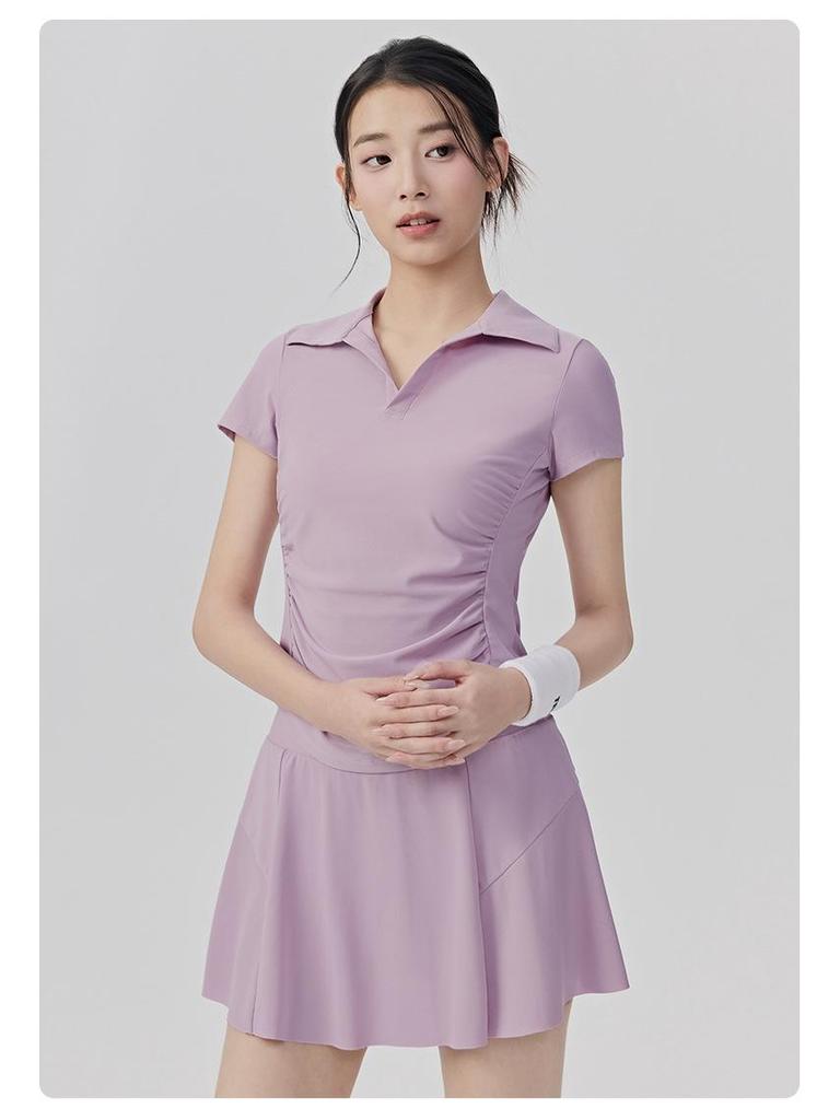 Women's Anti-Glare Tennis Skirt & Breathable Yoga Top Set: Slimming, Waist-Cinching, Casual Sportswear