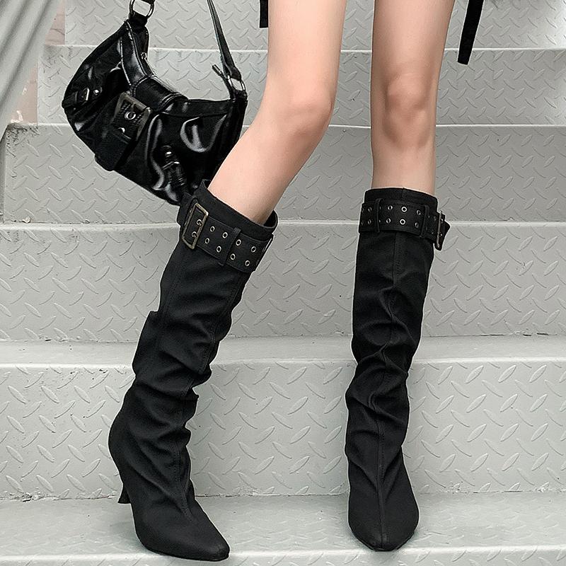 Fashion Autumn Winter Women Long Boots Fashion Thin High Heel Knee High Booties Ladies Sexy Woman Mordern Boats botas de mujer