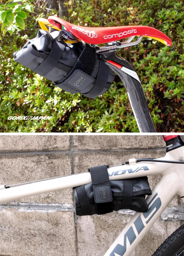 GORIX Waterproof Saddle Bag for Road Bicycle Saddle Large Stylish Frame Bag for Cross Bikes and Gravel Bikes (GURURIN) Bikes, Roll, Lightweight,