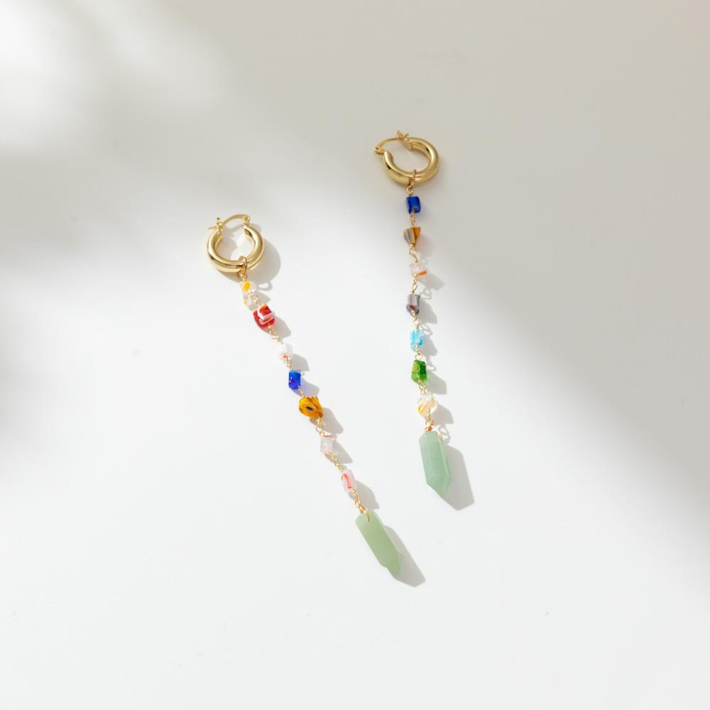 Natural Exquisite Geometric Stone Earrings With Trendy Chain Elements For Women Fashionforward