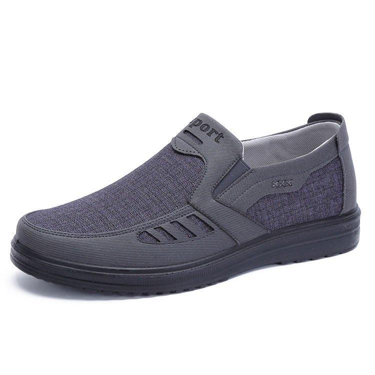 Mens Canvas Slip On Loafer Orthopedic Pain Relief Breathable Soft Sole Flats Shoes Outdoor Lightweight Non-slip Walking Shoes