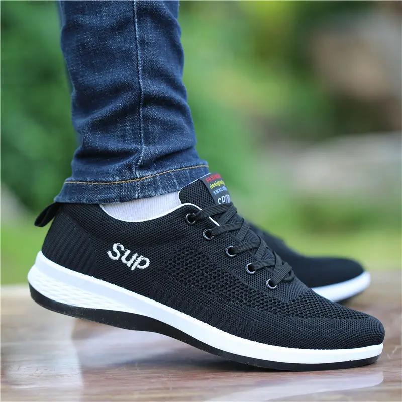 Men's Sneakers 2025 Summer New Lace Up Leisure Walking and Running Breathable Mesh Flat Bottom Sports Shoes Zapatillas Hombre