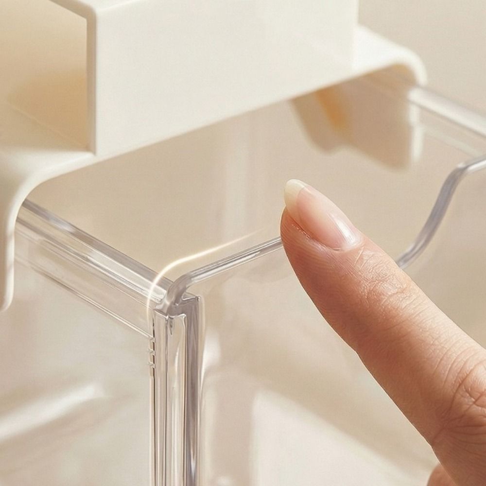 Plastic Drawer Style Storage Box Transparent Wall Mounted Under Cabinet Storage Box Large Capacity Self Adhesive Qtips Holder
