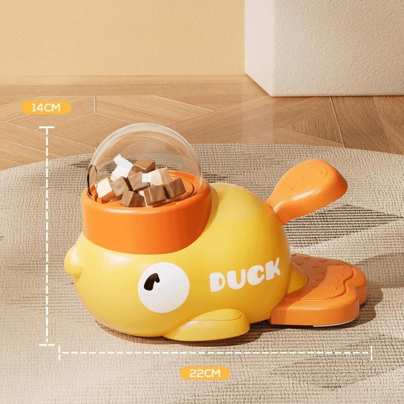 2-in-1 Interaktives Hundespielzeug Haustier Automatischer Futter-Leckerli-Spender Cartoon-Enten-Design Langsames Futter Haustier-Snack-Spender für Hundetraining