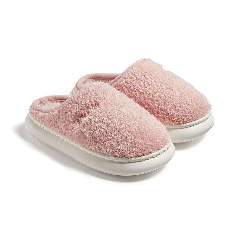 Simple Head Cotton Slippers Winter New Indoor Home Comfort Warm Plush Non-slip Cotton Slippers
