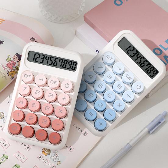 Retro Mechanical Calculator 10-Digit LED Display Calculator with Tilt Screen Tactile Keyboard Student Calculator for Office School