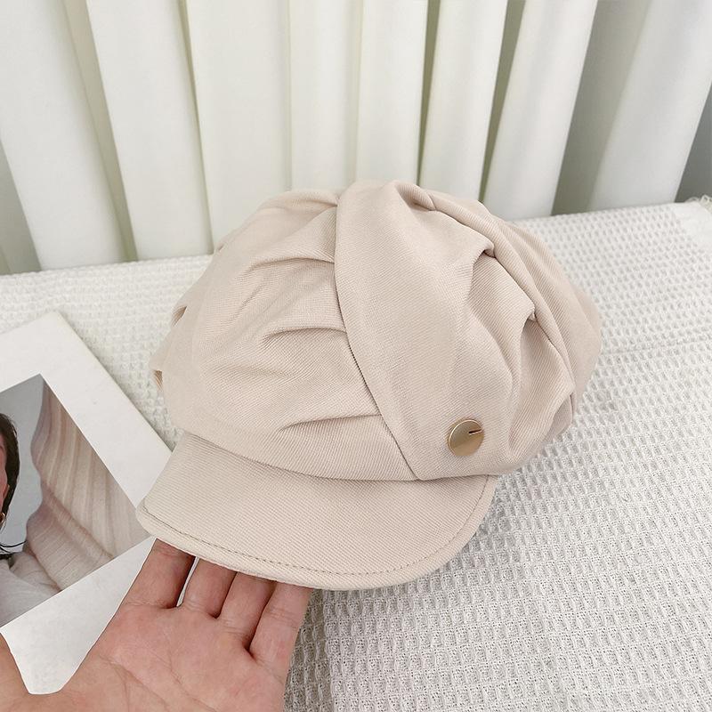 Autumn and Winter New Letter Octagonal Hat Japanese Literary Retro All Match Painter Beret Big Head Duck Tongue Hat