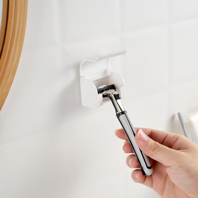 1pc Razor Holder Bathroom Organizer Wall-Mounted Shower Razor Holder Plastic Bathroom Storage Accessories Easy Organization Razor Protect