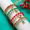 2Pcs Christmas Tree Colorful Snowflake Snowman Bell Charms Beads Bracelet for Women Crystal Bracelets Party Jewelry Gifts
