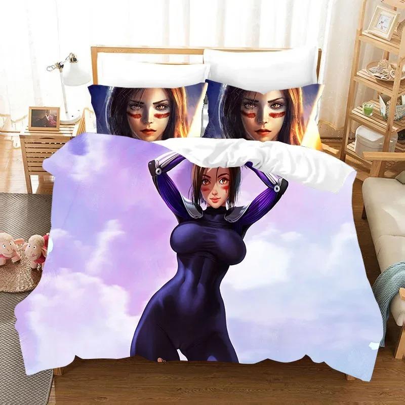 3D ALITA Battle Angel Bettwäsche-Set Twin Queen Size Bettbezug Kissenbezug für Kinder Erwachsene Heimtextilien