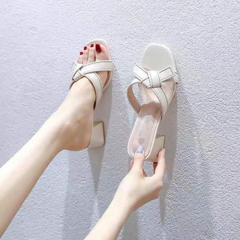 

Outerwear platform shoes, new style women s high heels, women s thick heel open-toe sandals 34 бежевый